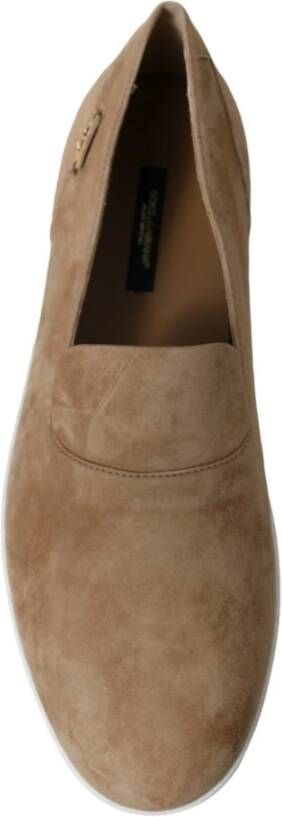 Dolce & Gabbana Beige Suede Caiman Loafers Schoenen Beige Heren