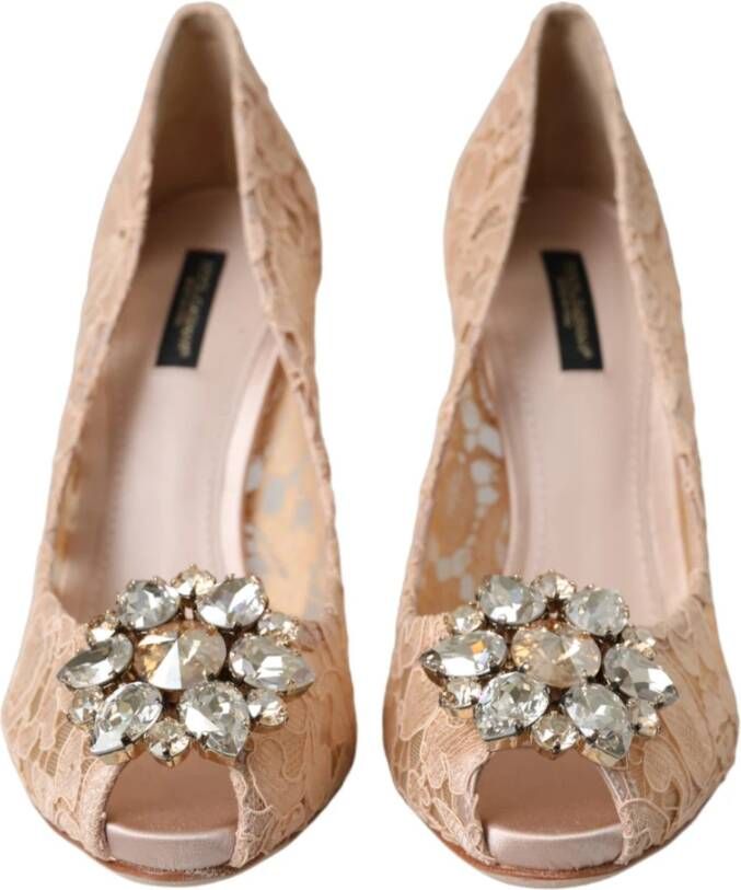 Dolce & Gabbana Beige Taormina Kristal Hakken Pumps Schoenen Beige Dames