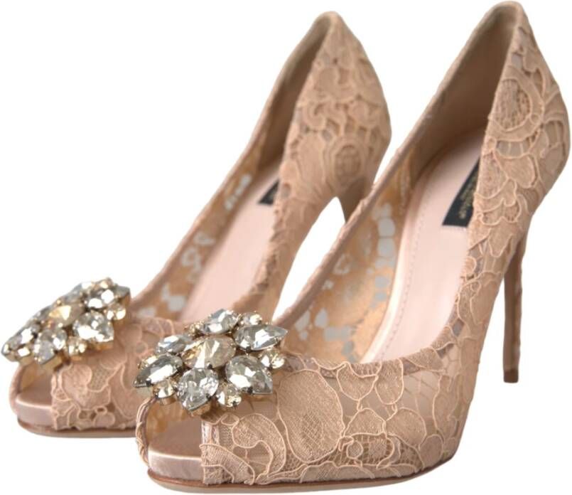 Dolce & Gabbana Beige Taormina Kristal Hakken Pumps Schoenen Beige Dames