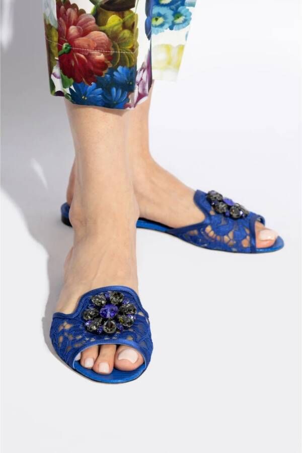 Dolce & Gabbana Bianca Slides Blue Dames