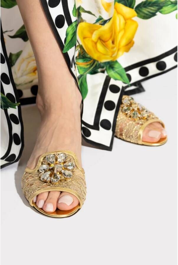 Dolce & Gabbana Bianca Slides Yellow Dames