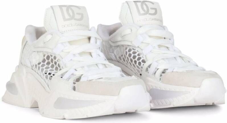 Dolce & Gabbana Bianco Mesh Low-Top Sneaker White Dames