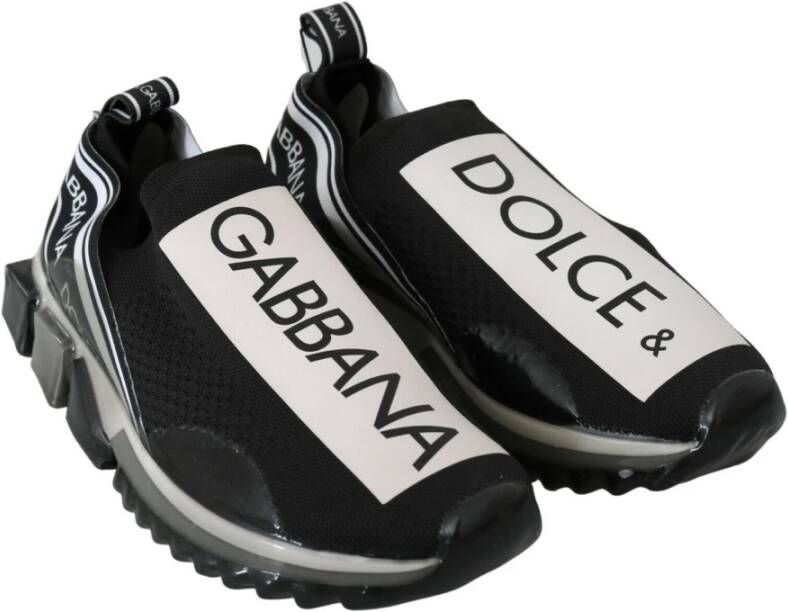 Dolce & Gabbana Zwart Wit Sorrento Sport Stretch Sneakers Zwart Dames