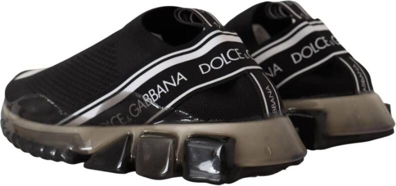 Dolce & Gabbana Black White Sorrento Sport Stretch Sneakers Zwart Heren