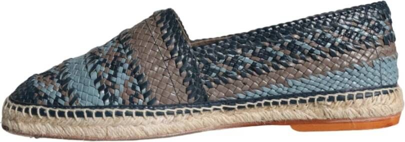 Dolce & Gabbana Blauw Grijs Geweven Leren Espadrilles Schoenen Blue Heren