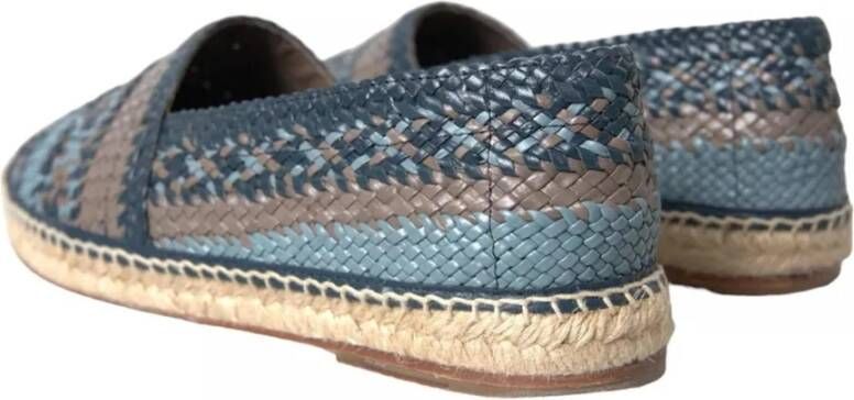 Dolce & Gabbana Blauw Grijs Leren Espadrilles Schoenen Blue Heren