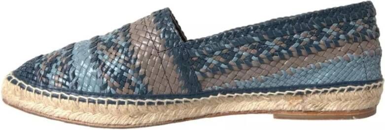 Dolce & Gabbana Blauw Grijs Leren Espadrilles Schoenen Blue Heren