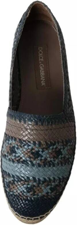 Dolce & Gabbana Blauw Grijs Leren Espadrilles Schoenen Blue Heren