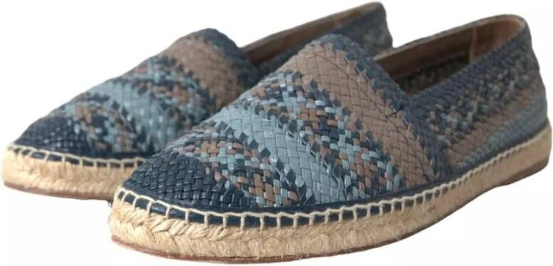 Dolce & Gabbana Blauw Grijs Leren Espadrilles Schoenen Blue Heren