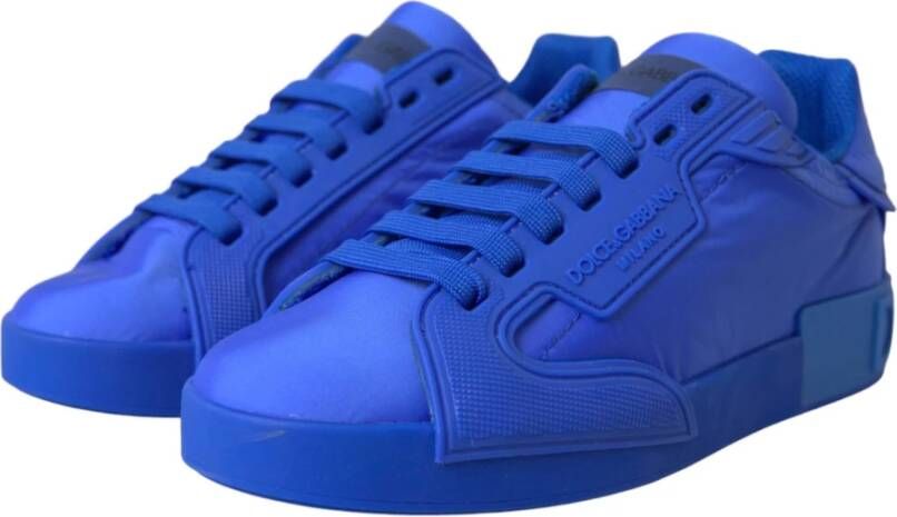 Dolce & Gabbana Blauw Leren Lage Top Sneakers Schoenen Blue Dames