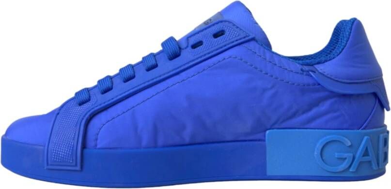 Dolce & Gabbana Blauw Leren Lage Top Sneakers Schoenen Blue Dames