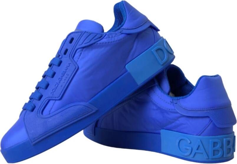 Dolce & Gabbana Blauw Leren Lage Top Sneakers Schoenen Blue Dames