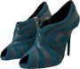 Dolce & Gabbana Blauwe Teal Snakeskin Peep Toe Booties Blue Dames - Thumbnail 15