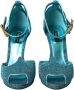 Dolce & Gabbana Blauwe Bejeweled Hak Sandalen Blue Dames - Thumbnail 2