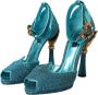 Dolce & Gabbana Blauwe Bejeweled Hak Sandalen Blue Dames - Thumbnail 3