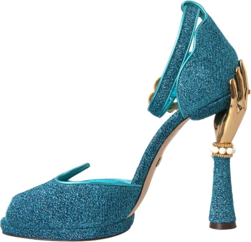 Dolce & Gabbana Blauwe Bejeweled Hak Sandalen Blue Dames