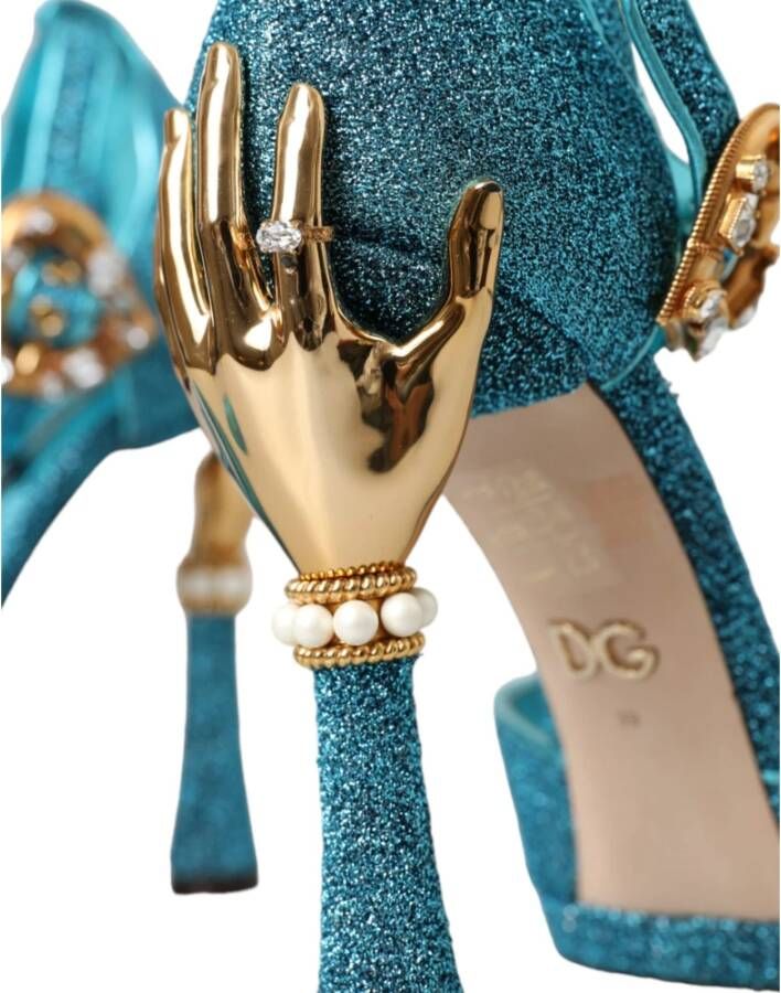 Dolce & Gabbana Blauwe Bejeweled Hak Sandalen Blue Dames