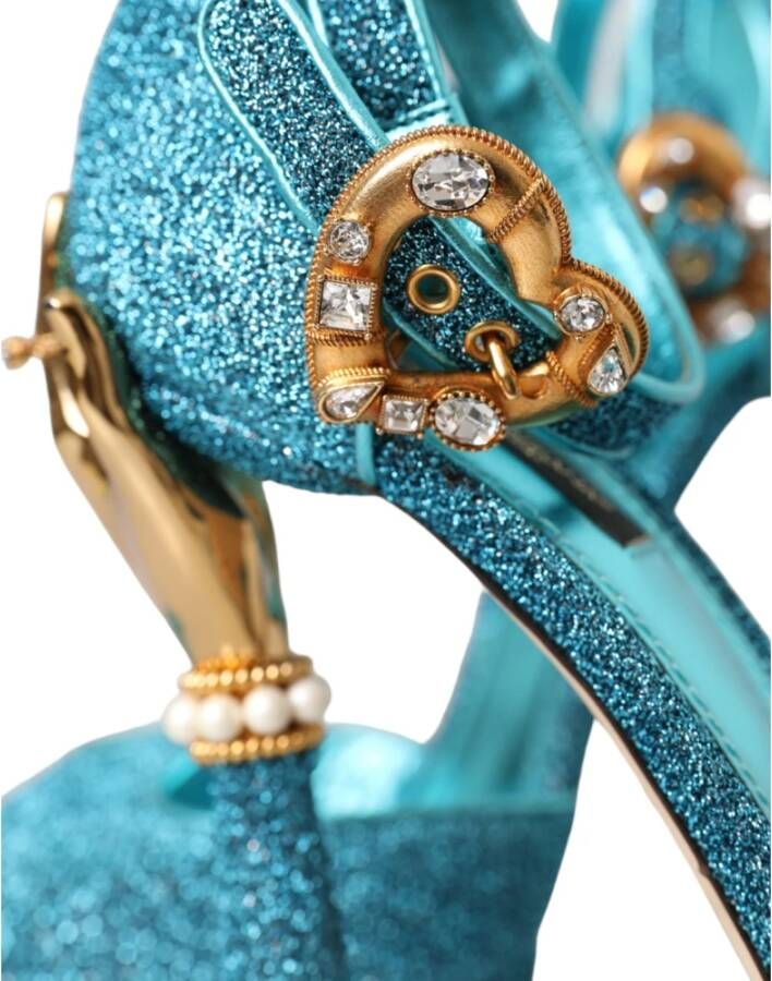 Dolce & Gabbana Blauwe Bejeweled Hak Sandalen Blue Dames