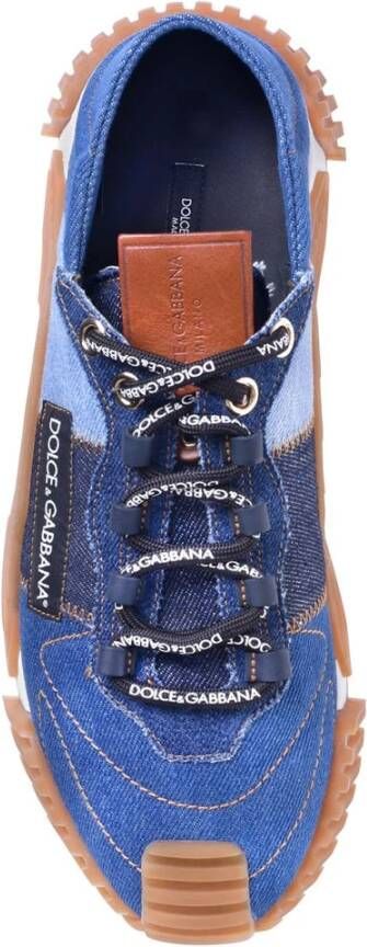 Dolce & Gabbana Blauwe Denim Lage Sneakers Blue Heren