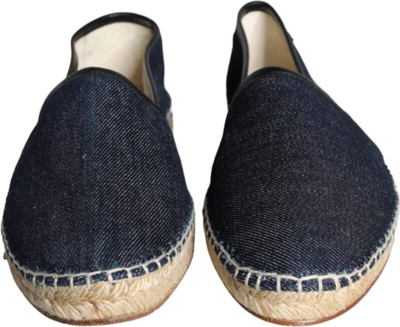 Dolce & Gabbana Blauwe Denim Leren Espadrilles Schoenen Blue Dames