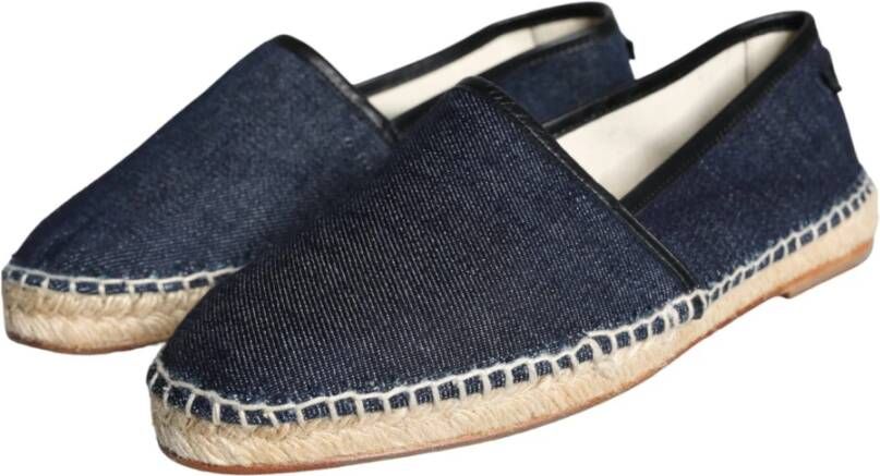 Dolce & Gabbana Blauwe Denim Leren Espadrilles Schoenen Blue Dames