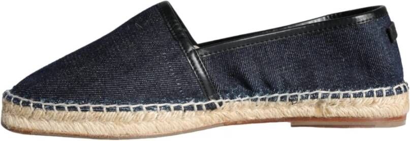 Dolce & Gabbana Blauwe Denim Leren Espadrilles Schoenen Blue Dames