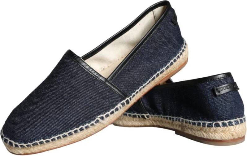 Dolce & Gabbana Blauwe Denim Leren Espadrilles Schoenen Blue Dames