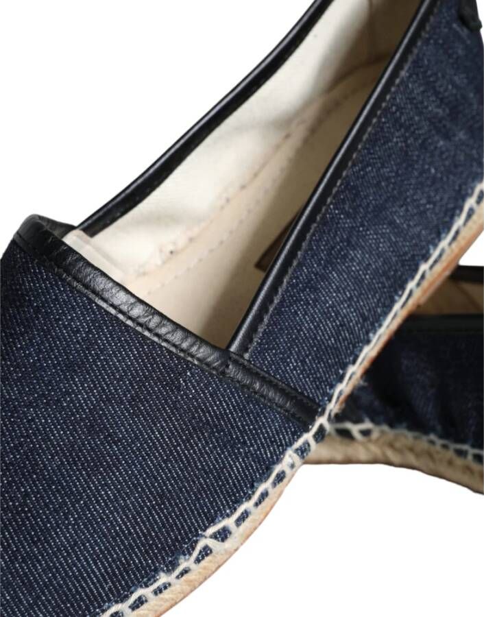 Dolce & Gabbana Blauwe Denim Leren Espadrilles Schoenen Blue Dames