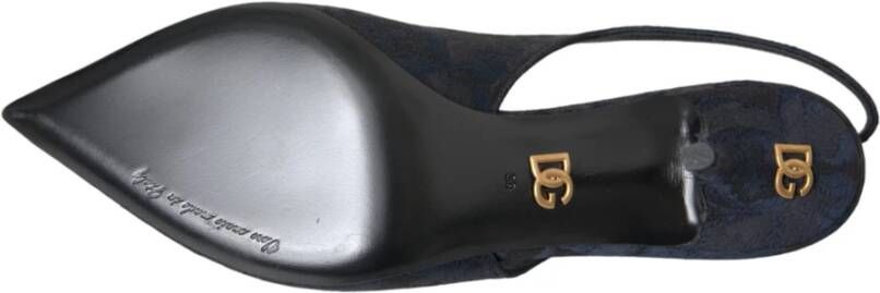 Dolce & Gabbana Blauwe Jacquard Kristal Slingback Hakken Blue Dames