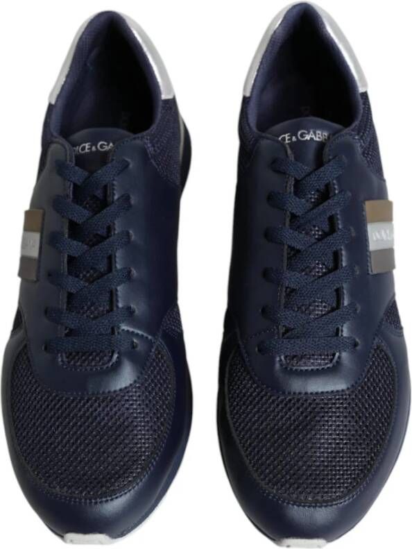 Dolce & Gabbana Blauwe Leren Casual Sportschoenen Blue Heren