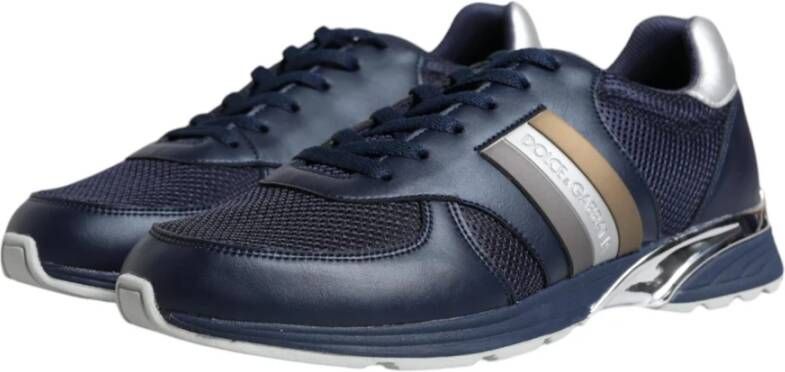 Dolce & Gabbana Blauwe Leren Casual Sportschoenen Blue Heren