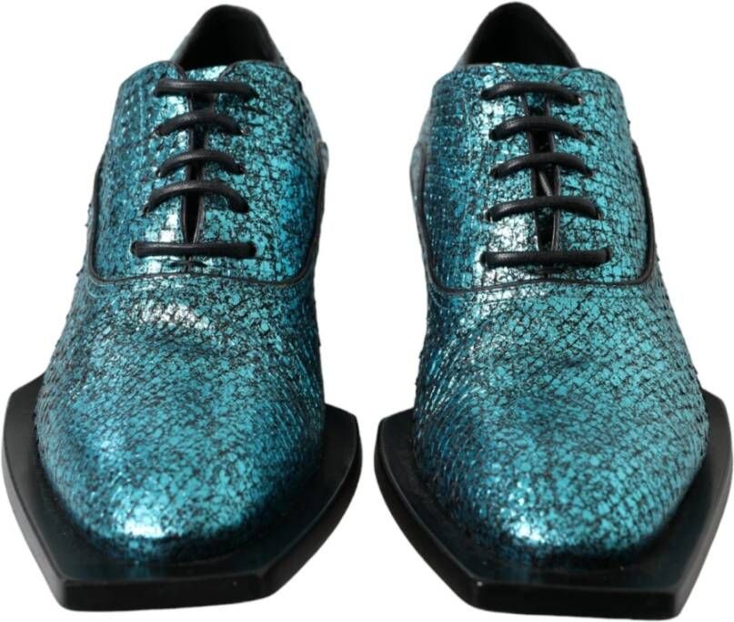 Dolce & Gabbana Blauwe Leren Derby Blokhakken Blue Heren