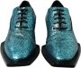 Dolce & Gabbana Blauwe Leren Derby Blokhakken Blue Heren - Thumbnail 5