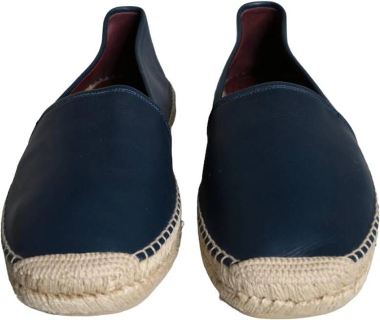 Dolce & Gabbana Blauwe Leren Espadrilles met Logo Details Blue Heren