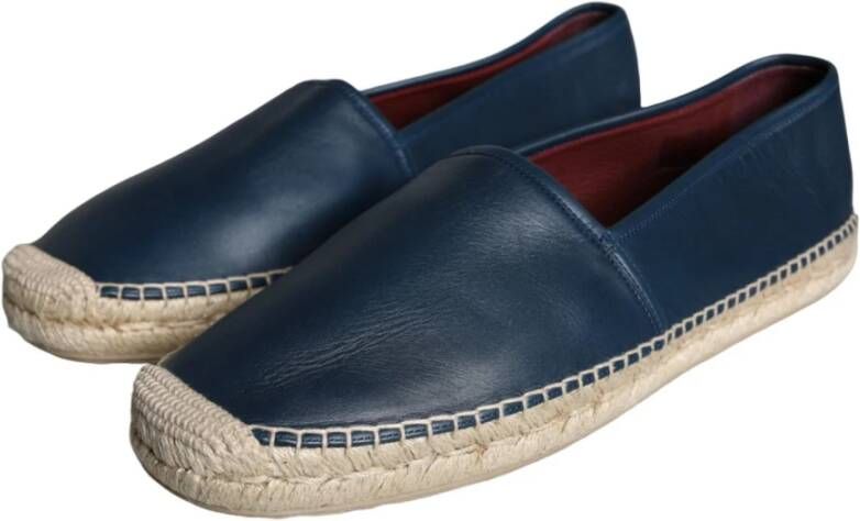 Dolce & Gabbana Blauwe Leren Espadrilles met Logo Details Blue Heren