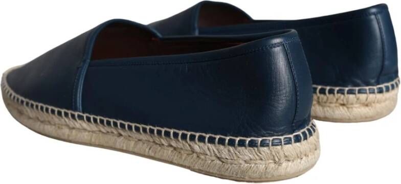 Dolce & Gabbana Blauwe Leren Espadrilles met Logo Details Blue Heren