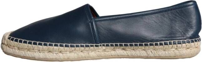 Dolce & Gabbana Blauwe Leren Espadrilles met Logo Details Blue Heren