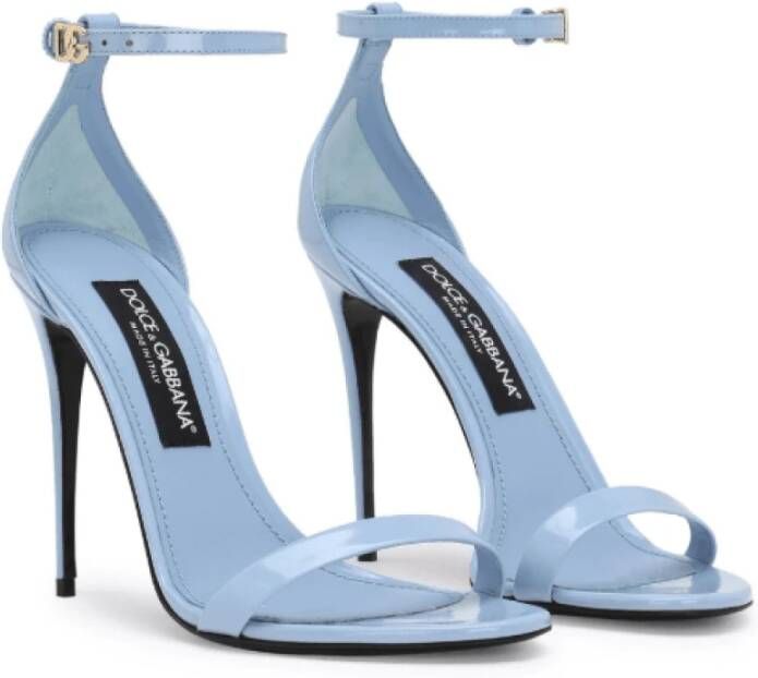 Dolce & Gabbana Blauwe Leren Stiletto Sandalen Blue Dames