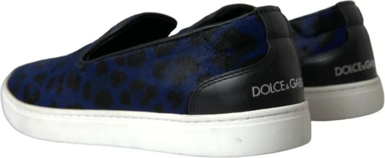 Dolce & Gabbana Blauwe Luipaardprint Loafers Sneakers Blue Heren