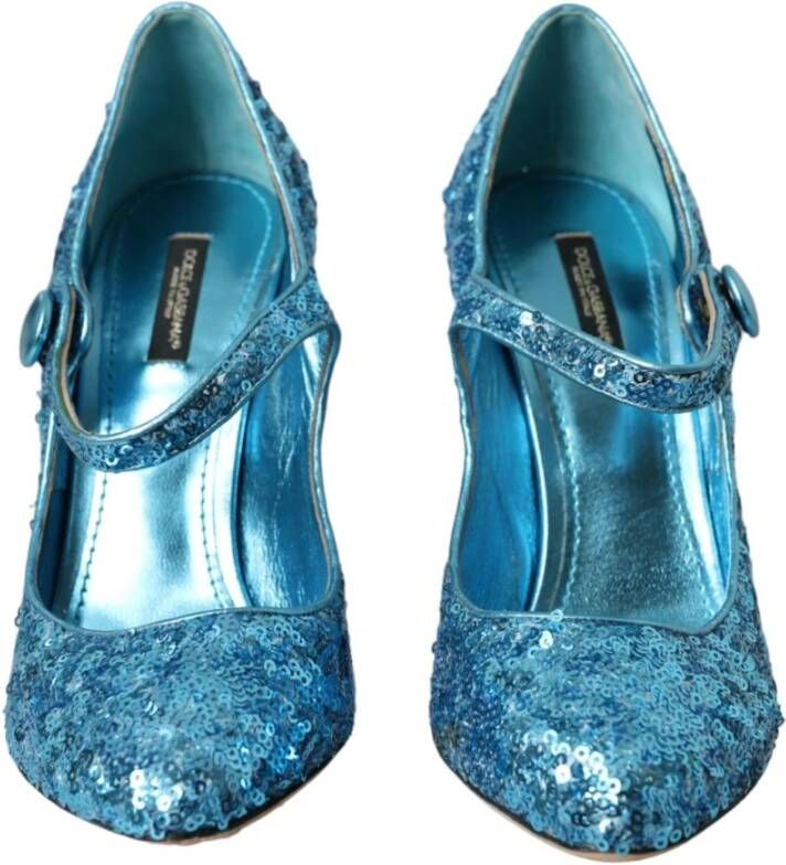 Dolce & Gabbana Blauwe Pailletten Mary Jane Pumps Blue Dames