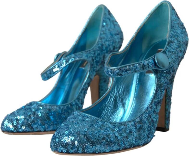 Dolce & Gabbana Blauwe Pailletten Mary Jane Pumps Blue Dames