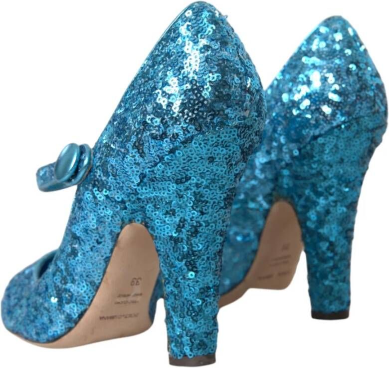 Dolce & Gabbana Blauwe Pailletten Mary Jane Pumps Blue Dames