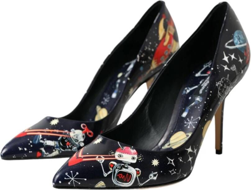 Dolce & Gabbana Blauwe Ruimte Robot Leren Hakken Pumps Schoenen Blue Dames