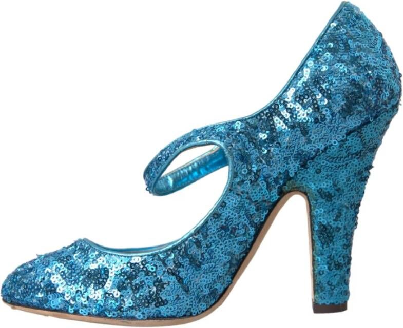 Dolce & Gabbana Blauwe Sequin Mary Jane Pumps Blue Dames