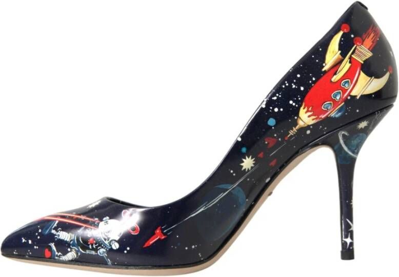 Dolce & Gabbana Blauwe Space Robot Leren Hakken Pumps Black Dames