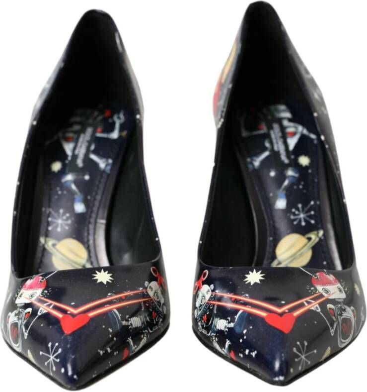 Dolce & Gabbana Blauwe Space Robot Leren Hakken Pumps Black Dames