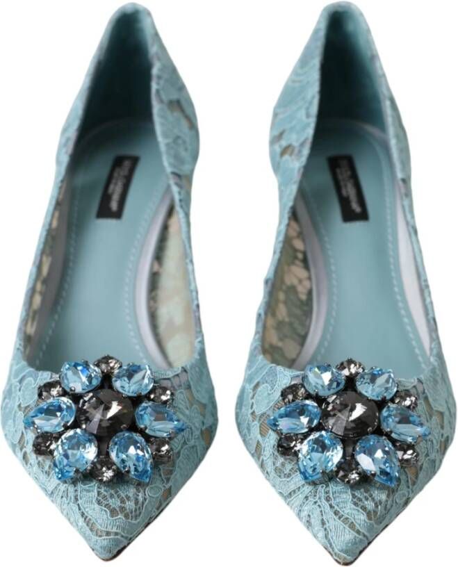 Dolce & Gabbana Blauwe Taormina Kant Kristal Hak Pumps Blue Dames