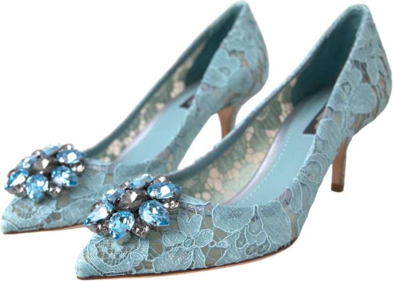 Dolce & Gabbana Blauwe Taormina Kant Kristal Hak Pumps Blue Dames