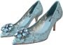 Dolce & Gabbana Blauwe Taormina Kant Kristal Hak Pumps Blue Dames - Thumbnail 3