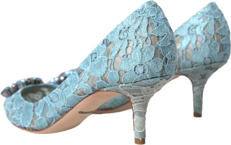 Dolce & Gabbana Blauwe Taormina Kant Kristal Hak Pumps Blue Dames